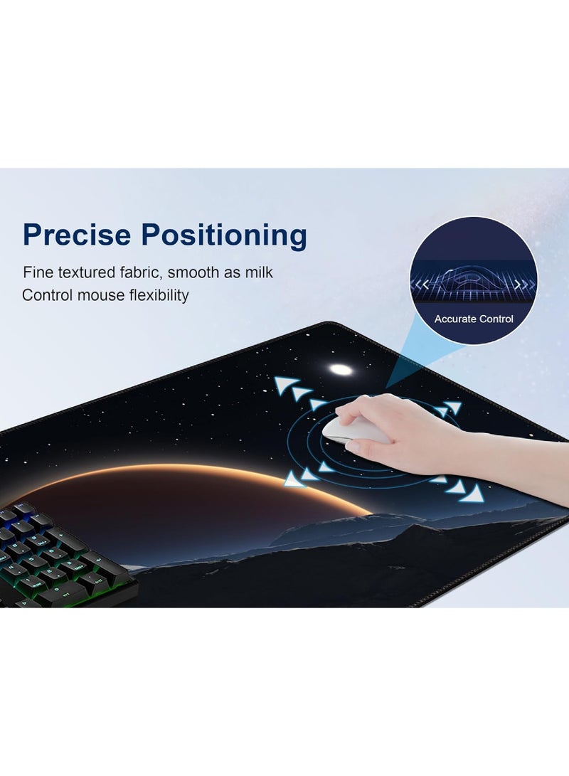 Rock Pow Extended Gaming Mouse Pad XXL,Anti-Skid Mousepad Large Keyboard Mouse Pad Desk Mat with Stitched Edges (800x300x3mm,Mars) - Image 3