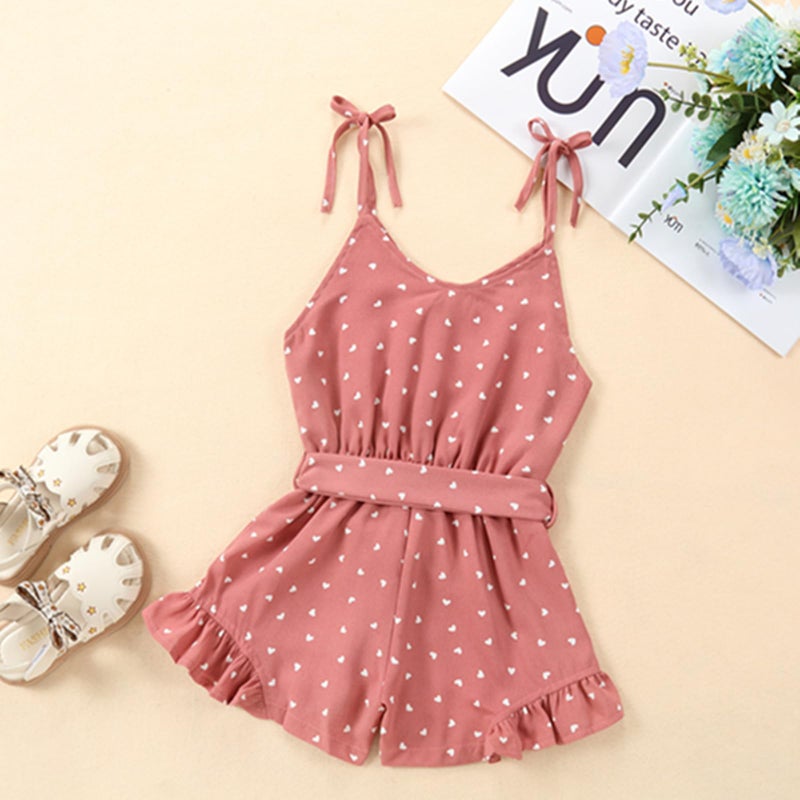 Tepuce 2T Girls Clothes Summer Baby Strap Sleeveless One Piece Halter Romper Casual Jumpsuit, Pink Heart 2-3T/100cm - Image 2