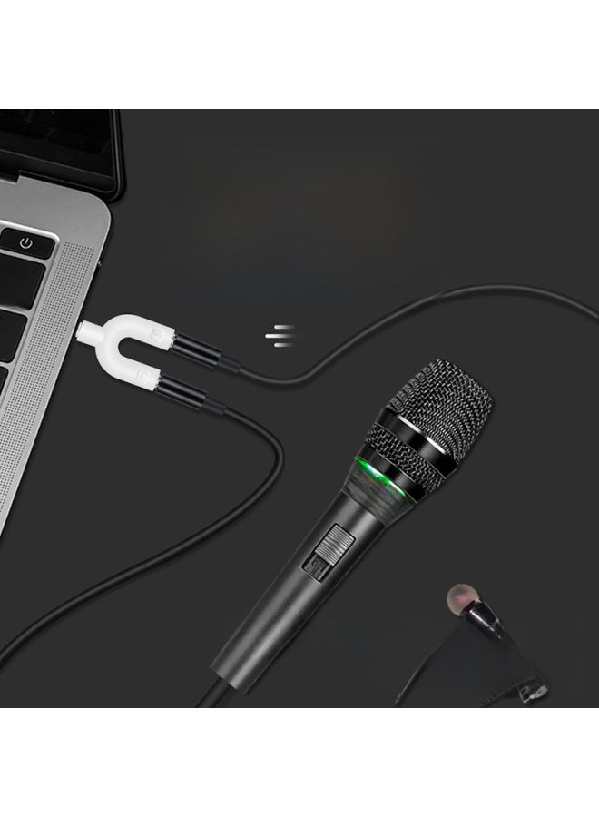 3.5 Audio Adapter Two-in-one Macaron Color Mobile Phone Headset Microphone One Minute Two Adapter Connector Microphone-Color:Green-Length:Over 2000PCS