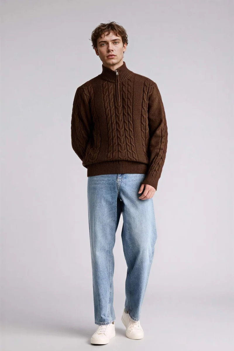 ديفاكتو Standard Fit High Neck Knitwear Pullover
