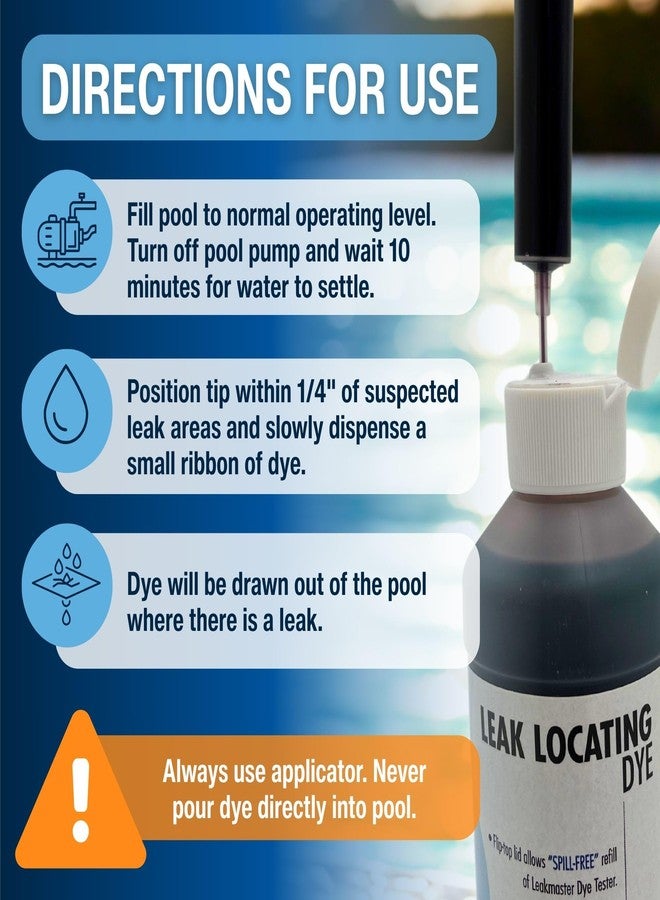 Leakmaster Pool Leak Detection Kit - 8 oz Blue Dye with Reusable Syringe - High-Visibility Leak Finder for Pools, Hot Tubs & Spas - 40+ Refills- Professional Water Tracing Tool - Image 3