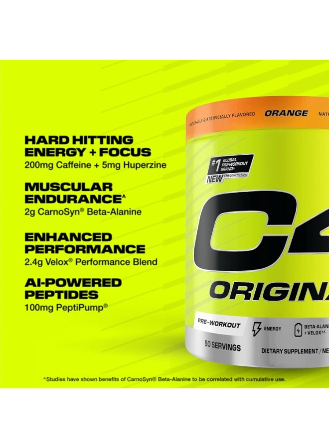 سي4 مسحوق Cellucor C4 Original المخصص للاستخدام قبل التمرين، بنكهة البرتقال - 50 حصة - Image 4