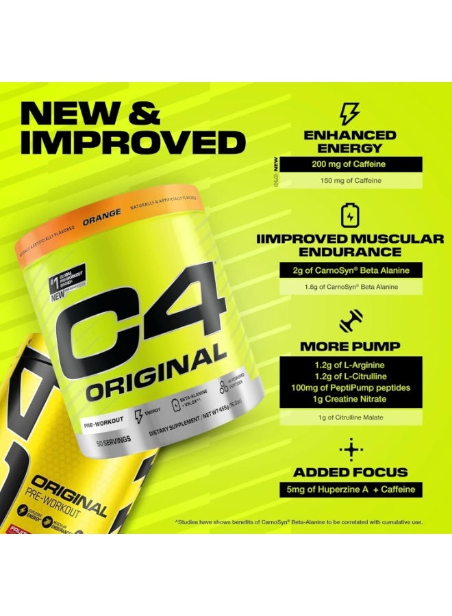 سي4 مسحوق Cellucor C4 Original المخصص للاستخدام قبل التمرين، بنكهة البرتقال - 50 حصة - Image 3