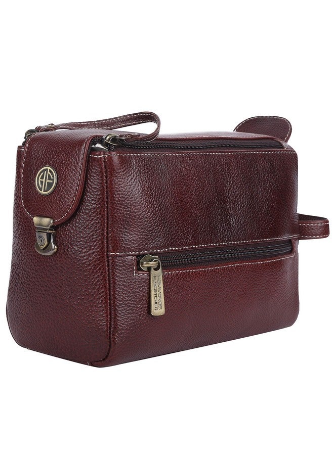  هاموندز فلاي كاتشر حقيبة أدوات الزينة الجلدية الأصلية HAMMONDS FLYCATCHER للرجال والنساء - مجموعة تنظيم السفر مع جيوب متعددة - حقيبة أدوات الزينة الرجالية البنية - حقيبة أدوات الزينة الأنيقة للسفر/مجموعة أدوات الحلاقة للرجال - 12 سم - Image 1