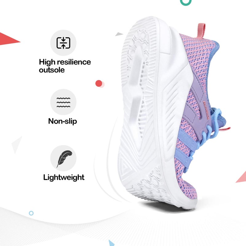 RUNSIDE Boys Girls Tennis Shoes Kids Lightweight Breathable Sneakers Lace-up Running Athletic Shoes for Toddler/Little Kid/Big Kid Purple - Image 5