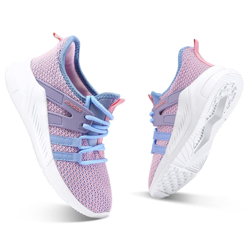 RUNSIDE Boys Girls Tennis Shoes Kids Lightweight Breathable Sneakers Lace-up Running Athletic Shoes for Toddler/Little Kid/Big Kid Purple - Image 4
