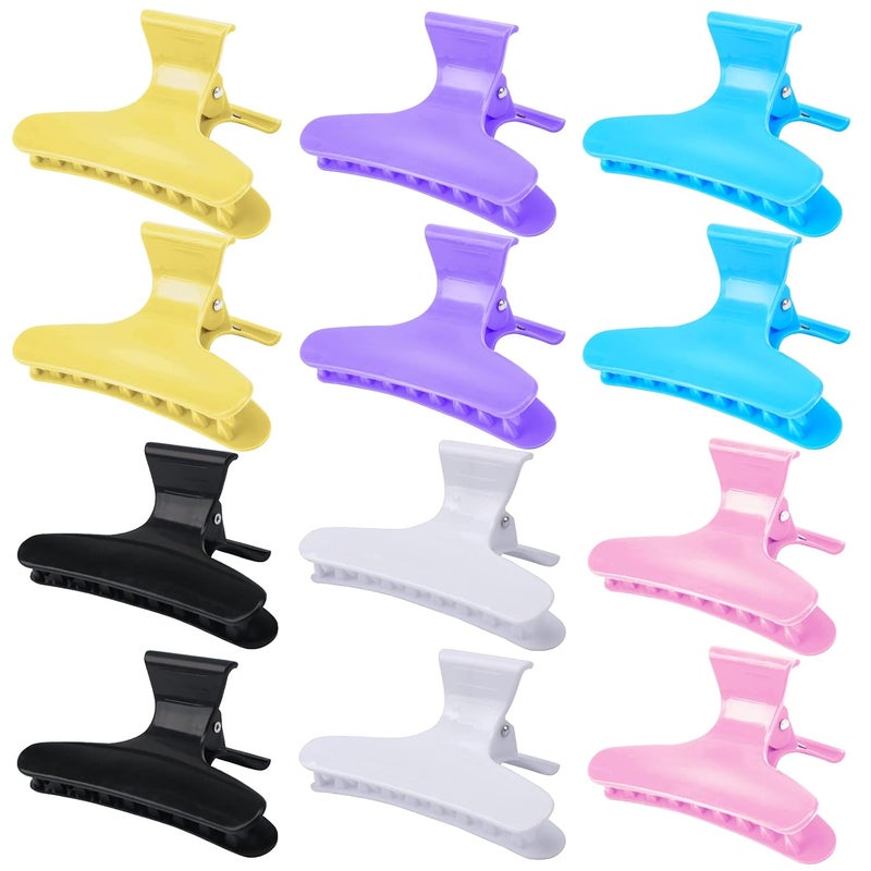 Ondder 12 Pack Butterfly Hair Clamps Clips Hair Claw Clips Salon Pro Section Clip for Styling Sectioning Cutting Coloring Large Hair Clips Hairdressing Salon Tool Hair Accessories for Women Girls