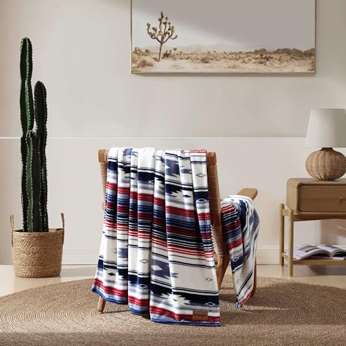 Wrangler Blanket Super Soft Plush Bedding Yellowstone Inspired Throw Blanket for Couch or Bed Coyote Sands BlueRed 50 x 70 - Image 3