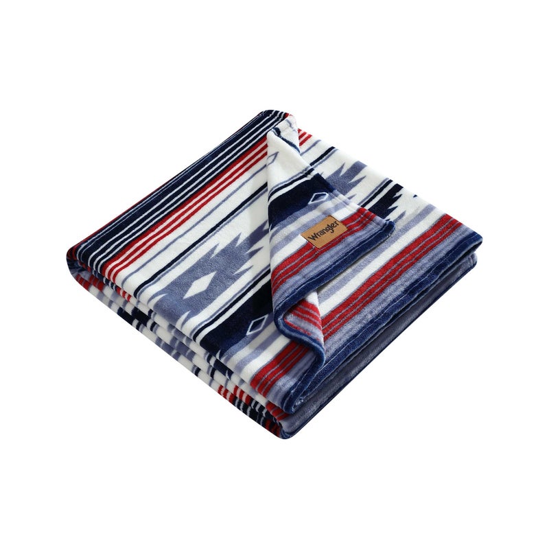Wrangler Blanket Super Soft Plush Bedding Yellowstone Inspired Throw Blanket for Couch or Bed Coyote Sands BlueRed 50 x 70 - Image 2