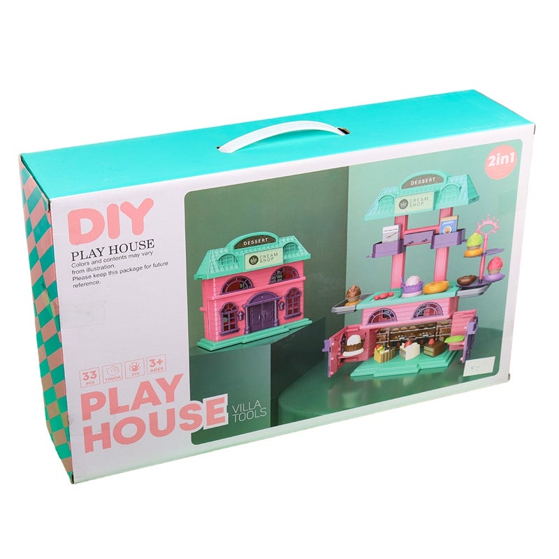 DIY 2 in 1 Sweet Cream Shop Play House 33 Pieces - 15R09 - Image 1