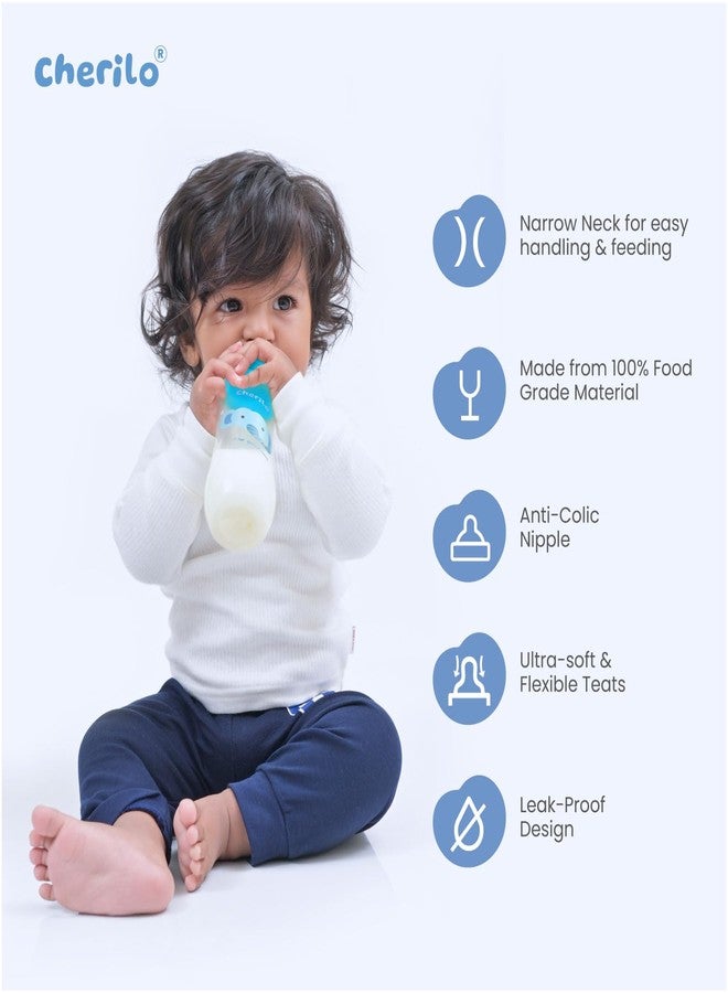 Cherilo Feeding Bottle for New Born | 250ml Anti-Colic Slim Neck BPA-Free Design Feeding Bottle for 1+ Year Baby Upto 3 Years | Funny Elephant Style with Soft Silicone Nipple & Leak-Resistant Cap - Image 5
