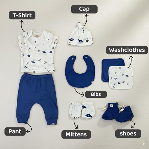 StarAndDaisy New Born Baby Clothes 0-6 Months Gift Set of 8 / Soft Pure Cotton Baby Gifts Newborn/Perfect Newborn Baby Gift Set for Boys & Girls - Image 3