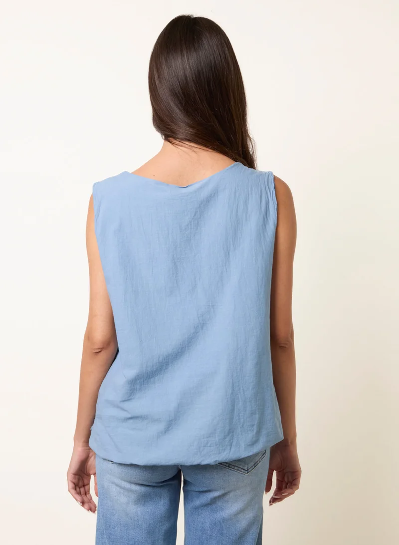 بلو فانيلا Puffball Flower Top