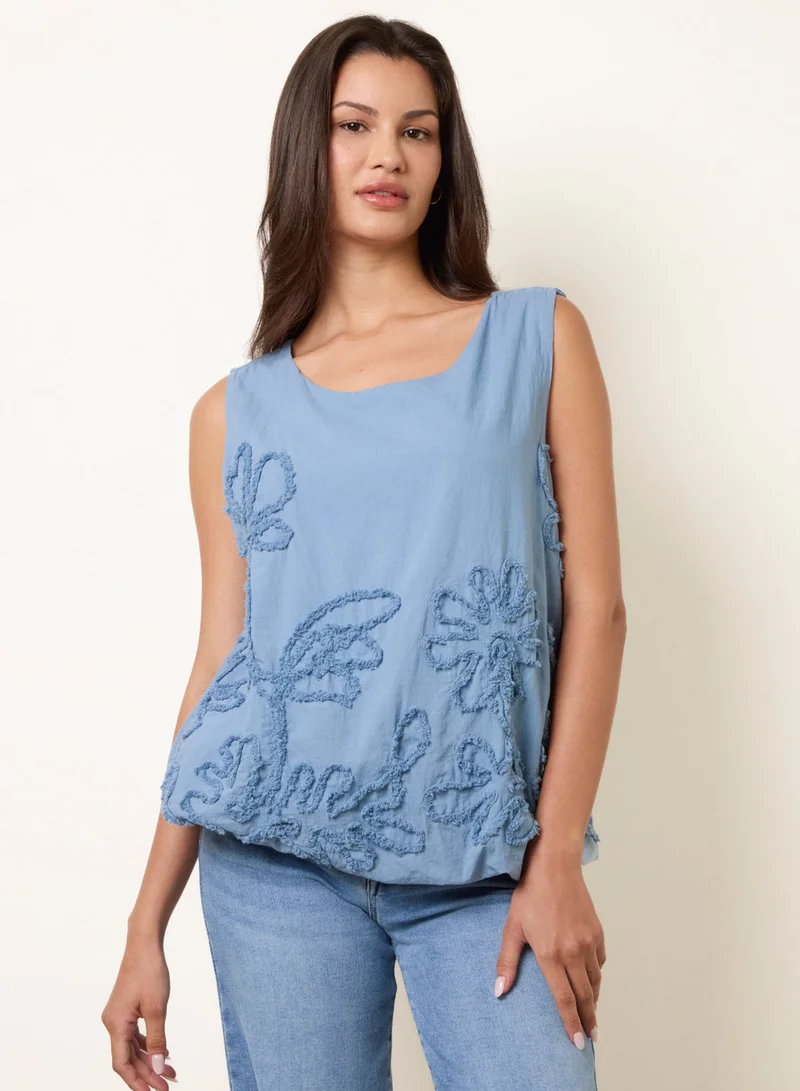 بلو فانيلا Puffball Flower Top