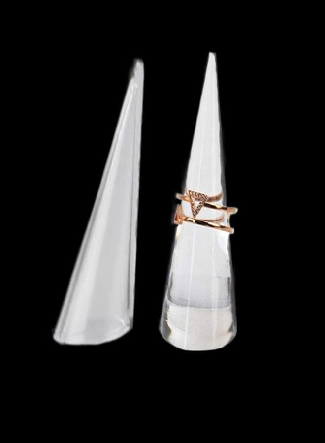 Jilukibo 2 Pack Cone Shape Acrylic Solid Ring Display for Holder, Clear Jewelry Ring Display Stand Support for Showcase Store Bedroom - Image 4