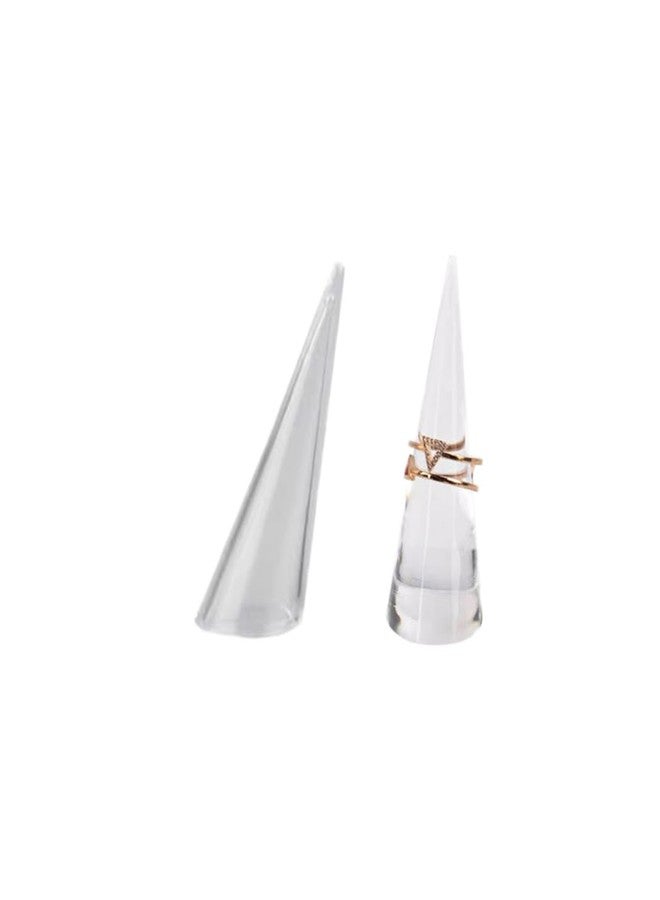 Jilukibo 2 Pack Cone Shape Acrylic Solid Ring Display for Holder, Clear Jewelry Ring Display Stand Support for Showcase Store Bedroom - Image 1