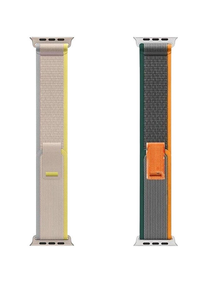 YOMNA (Pack of 2)YOMNA Trail Loop Compatible with Apple Watch Band 49/45/44/42mm, Nylon Weave Sport Loop Men Women Adjustable Pull Tab Strap for Apple Watch Ultra iWatch All Series-(Orange/Yellow)  - Image 4