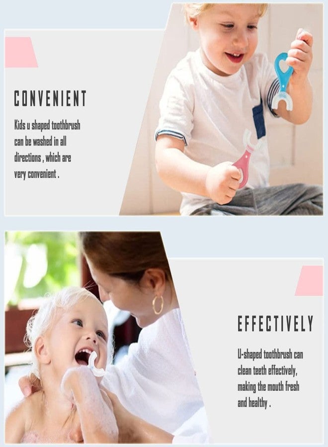 Kids Manual Toothbrushes Soft Silicone Children U Shape Toothbrush Whole Mouth Teeth Cleaning All Round Toothbrush For Kids Baby 2-12 Years Old (Heart Handle Toothbrush) Multicolor - Image 4