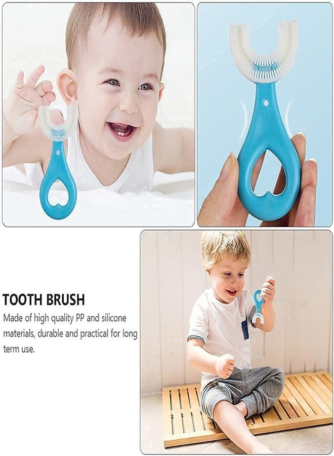 Kids Manual Toothbrushes Soft Silicone Children U Shape Toothbrush Whole Mouth Teeth Cleaning All Round Toothbrush For Kids Baby 2-12 Years Old (Heart Handle Toothbrush) Multicolor - Image 5