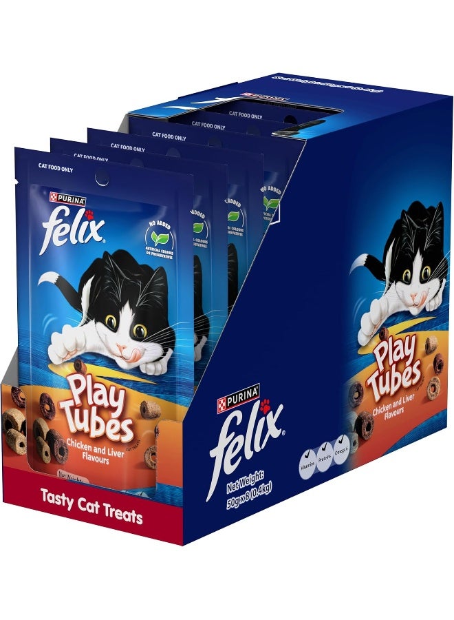 Felix Purina PlayTubes Chicken & Liver Cat Treats 50g, Pack of 8 - Image 3