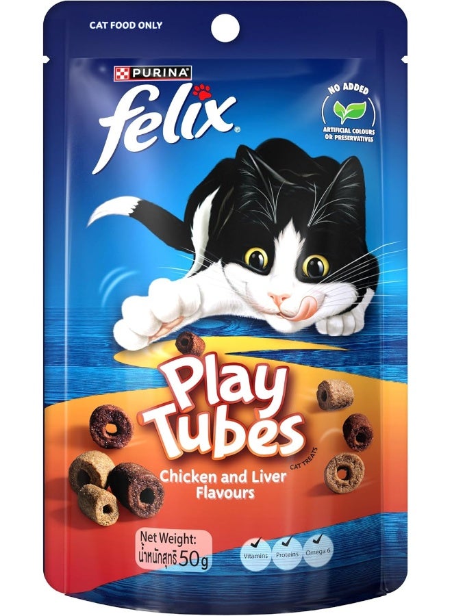 Felix Purina PlayTubes Chicken & Liver Cat Treats 50g, Pack of 8 - Image 1