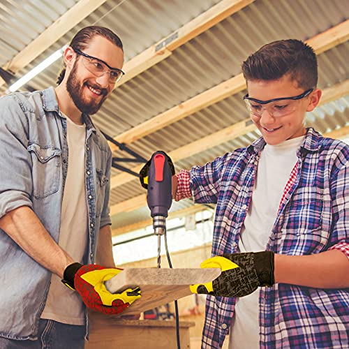 FEISHDEK Kids Genuine Leather Work Gloves, Safety Gloves, Touch Screen, Reflective, Breathable Design, for Children Age 3-12 (X-Small, Black) - Image 2