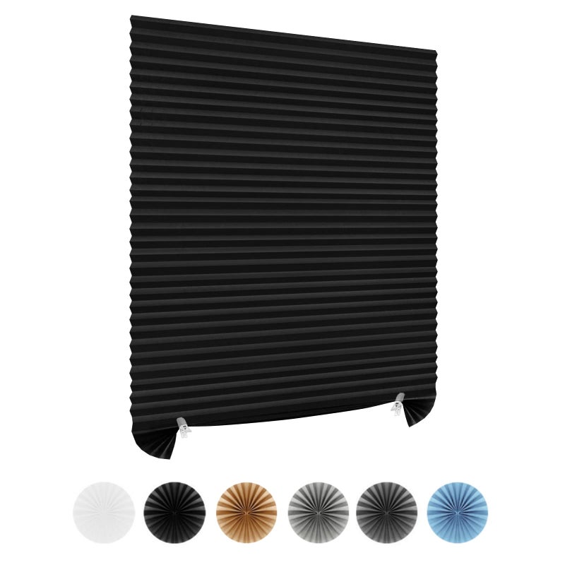 Maritown Window Blinds Cordless Blackout No Drill Cut to Size Clip On Stick On Self Adhesive Temporary Blinds Pleated Paper Blinds for Windows Doors Shades for Home Nursery Bedroom Kitchen Bathroom - Image 1