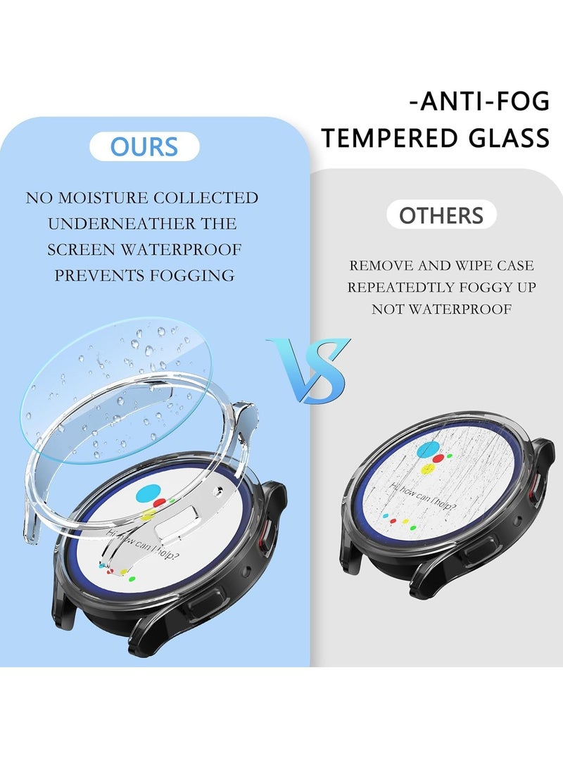 KASTWAVE for Samsung Galaxy Watch 6 Screen Protector and Case 40mm, Anti-Fog Tempered Glass Protective Film Face Cover Set & Hard PC Bumper Cover [4+4Pack] - Image 3