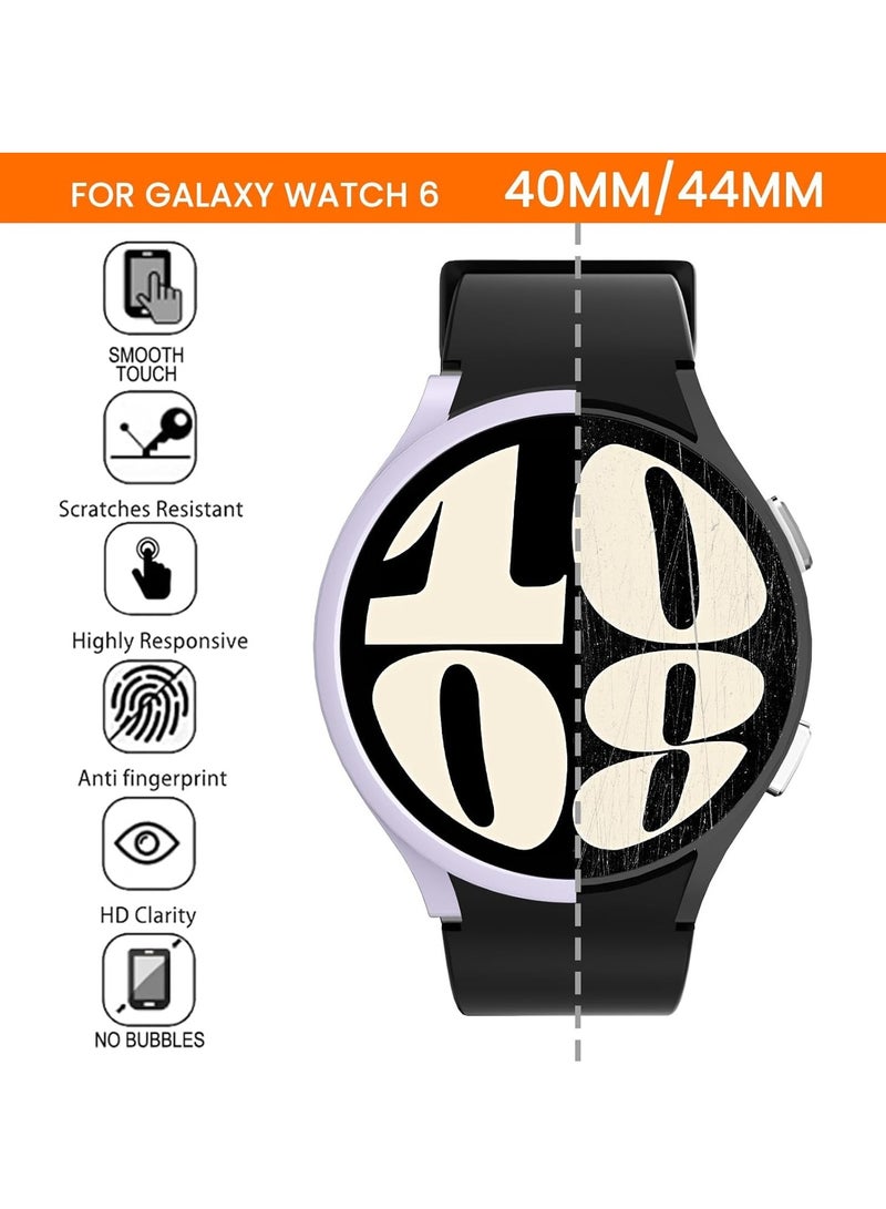 KASTWAVE for Samsung Galaxy Watch 6 Screen Protector and Case 40mm, Anti-Fog Tempered Glass Protective Film Face Cover Set & Hard PC Bumper Cover [4+4Pack] - Image 2