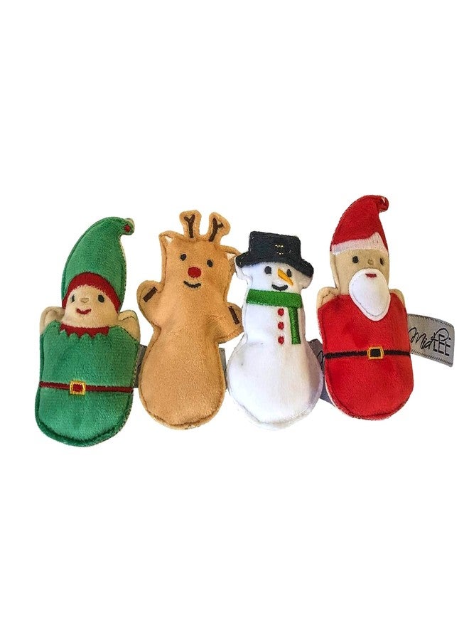 Midlee Mini Plush Christmas Dog Toys- Set of 4- Elf Reindeer Snowman & Santa (4") - Image 3