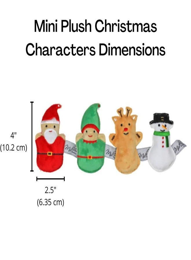 Midlee Mini Plush Christmas Dog Toys- Set of 4- Elf Reindeer Snowman & Santa (4") - Image 4