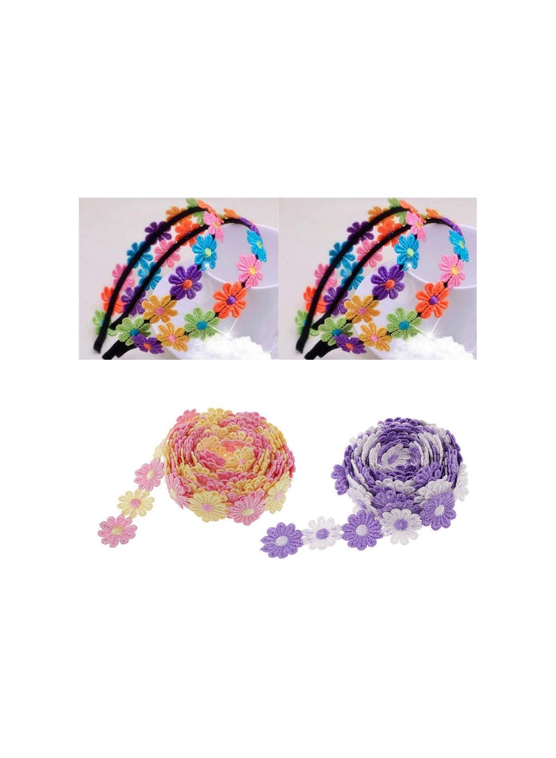 GGOOT 4 Yards Daisy Sun Flower Decorating Lace and Trims for Sewing and Art Craft Projects, DIY Headband Ornaments - Image 3