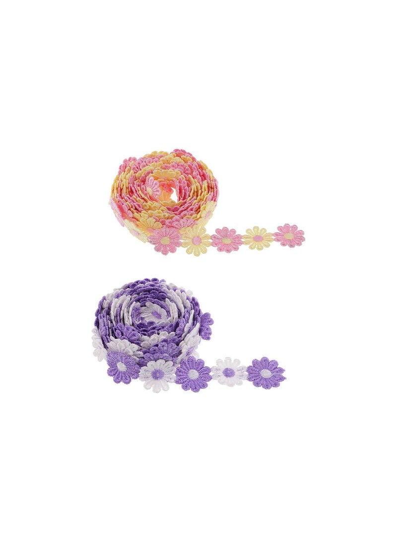 GGOOT 4 Yards Daisy Sun Flower Decorating Lace and Trims for Sewing and Art Craft Projects, DIY Headband Ornaments - Image 1