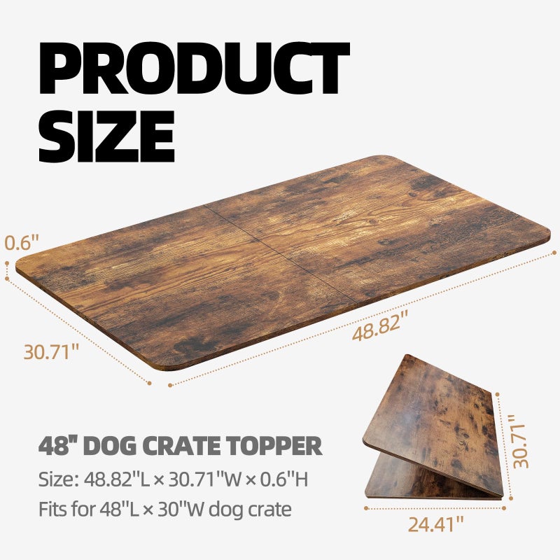 GooComfy Dog Crate Topper for 48'' Dog Cage, Dog Kennel Topper Wood Countertop, Foldable Dog Crate Table Top (Crate Not Include) - Image 2