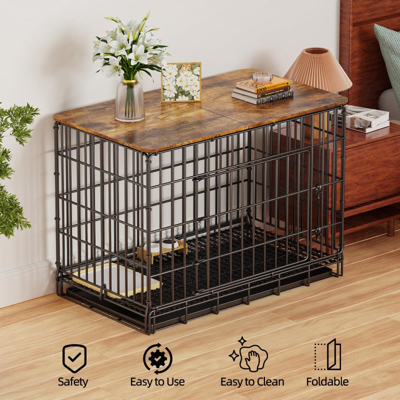 GooComfy Dog Crate Topper for 48'' Dog Cage, Dog Kennel Topper Wood Countertop, Foldable Dog Crate Table Top (Crate Not Include) - Image 4