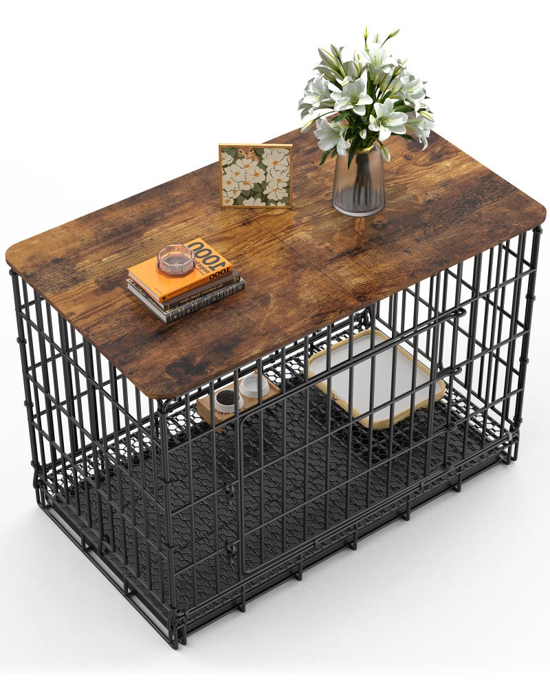 GooComfy Dog Crate Topper for 48'' Dog Cage, Dog Kennel Topper Wood Countertop, Foldable Dog Crate Table Top (Crate Not Include) - Image 1