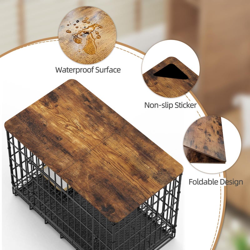 GooComfy Dog Crate Topper for 48'' Dog Cage, Dog Kennel Topper Wood Countertop, Foldable Dog Crate Table Top (Crate Not Include) - Image 3