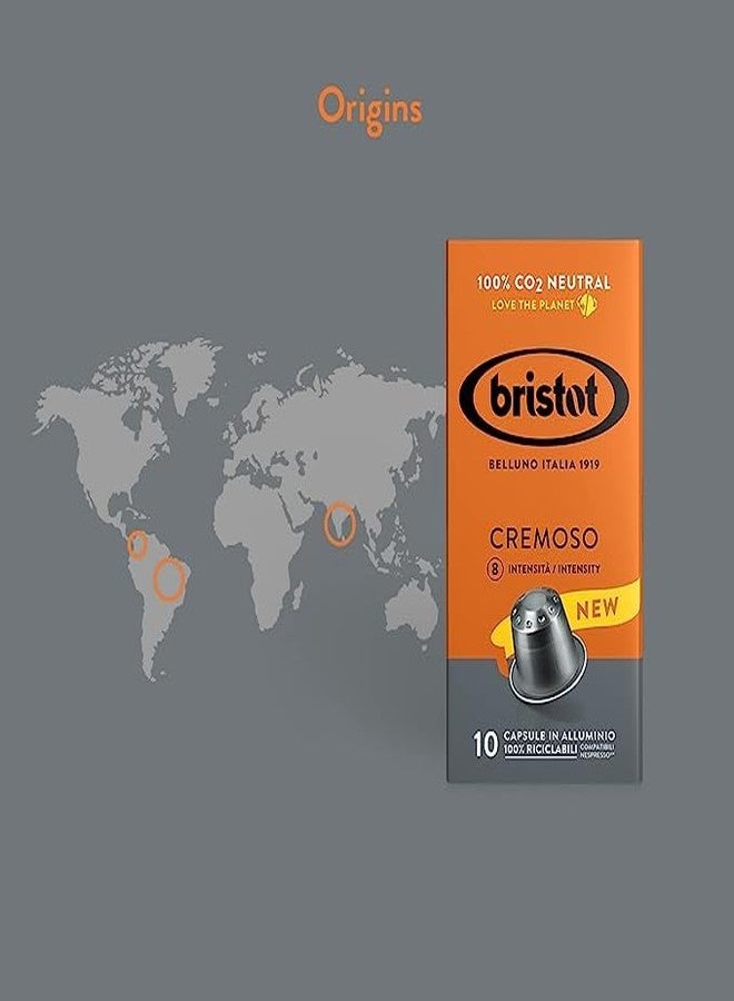 Bristot Cremoso Aluminium Capsules – Compatible with Nespresso Original Line Machines – Medium Roast – 100% Recyclable – Pack of 10 - Image 3
