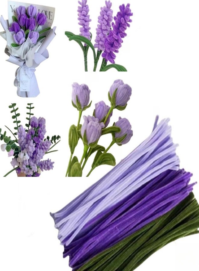 bolt bee Creative Crafting Pipe Cleaners for DIY Crafts, Chenille Stems, Bouquet Making, Festival Home Decorations, Flower Making Supplies (purple, lavender, bottle green(100pc)) - Image 1