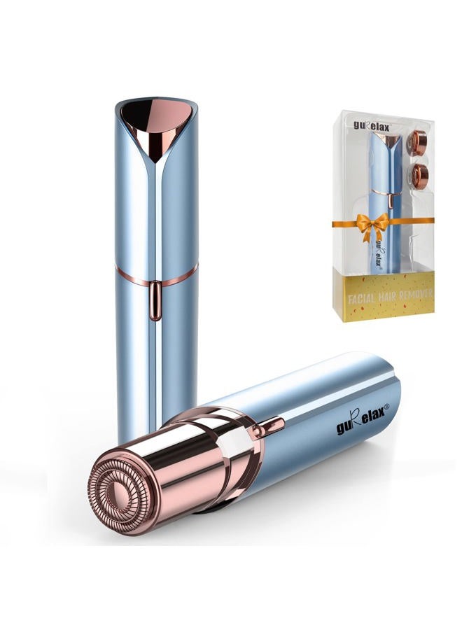 gurelax جهاز إزالة الشعر جوريلاكس للنساء، جهاز إزالة الشعر، إزالة شعر الوجه للنساء، أفضل ماكينة حلاقة للوجه كهدية عيد الميلاد، جهاز إزالة شعر الشفة العليا/الشوارب الكهربائي، يتضمن 2 رؤوس بديلة - Image 1
