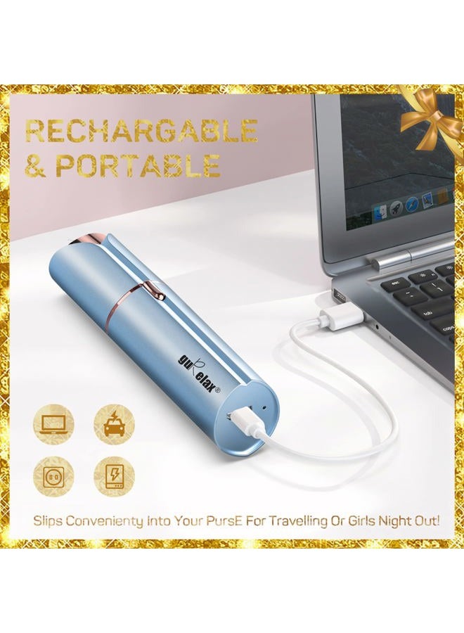 gurelax جهاز إزالة الشعر جوريلاكس للنساء، جهاز إزالة الشعر، إزالة شعر الوجه للنساء، أفضل ماكينة حلاقة للوجه كهدية عيد الميلاد، جهاز إزالة شعر الشفة العليا/الشوارب الكهربائي، يتضمن 2 رؤوس بديلة - Image 5