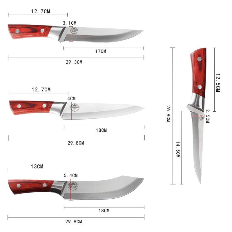 Captoola سكين مطبخ من الفولاذ المقاوم للصدأ كابتولا حادة للغاية مجموعة سكاكين الطهاة مع مقبض مريح سكين تقشير مجموعة سكاكين الطهاة من 4 قطع - Image 2
