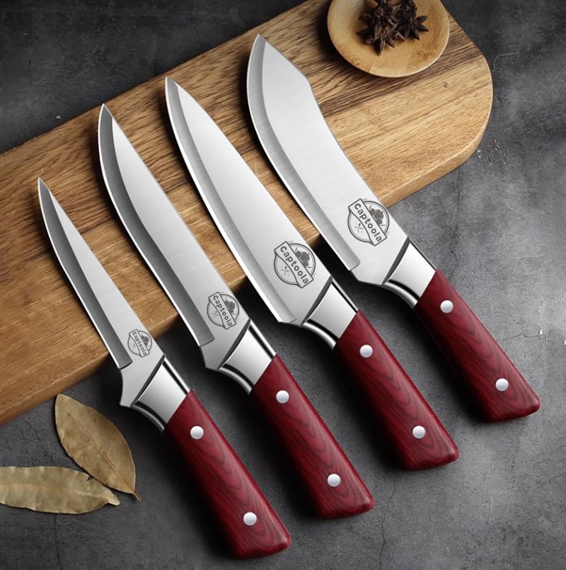Captoola سكين مطبخ من الفولاذ المقاوم للصدأ كابتولا حادة للغاية مجموعة سكاكين الطهاة مع مقبض مريح سكين تقشير مجموعة سكاكين الطهاة من 4 قطع - Image 4