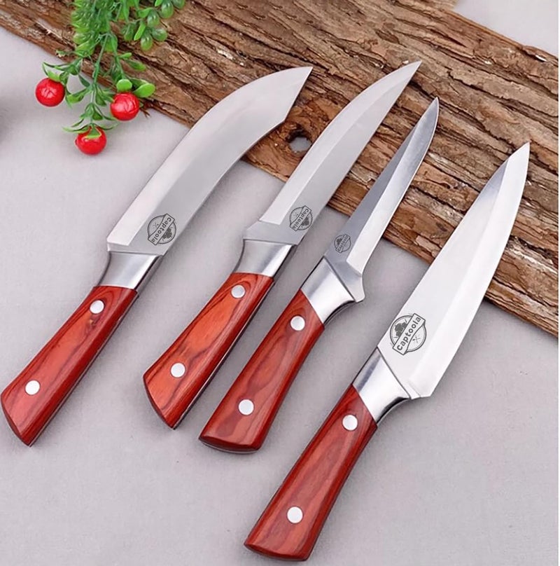 Captoola سكين مطبخ من الفولاذ المقاوم للصدأ كابتولا حادة للغاية مجموعة سكاكين الطهاة مع مقبض مريح سكين تقشير مجموعة سكاكين الطهاة من 4 قطع - Image 5