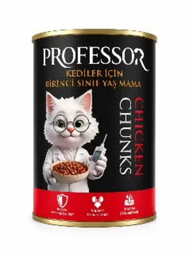 Professor Chunks Can Food For Adult Cat - Chicken 400 GM Pack of 6