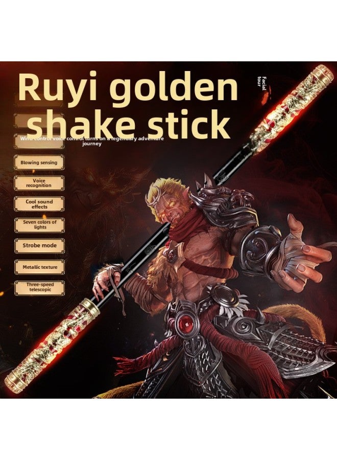 Sun Wukong Ruyi Golden Hoop Stick Voice Control Wind Control Automatic Telescopic Laser Sword Children's Toy Boy Glow Stick Wholesale-Colour:Platinum Golden Hoop [wind Control Sensor + Fully Automatic Telescopic + Voice Control + Colorful Lights + Built-in Charging.]  - Image 2