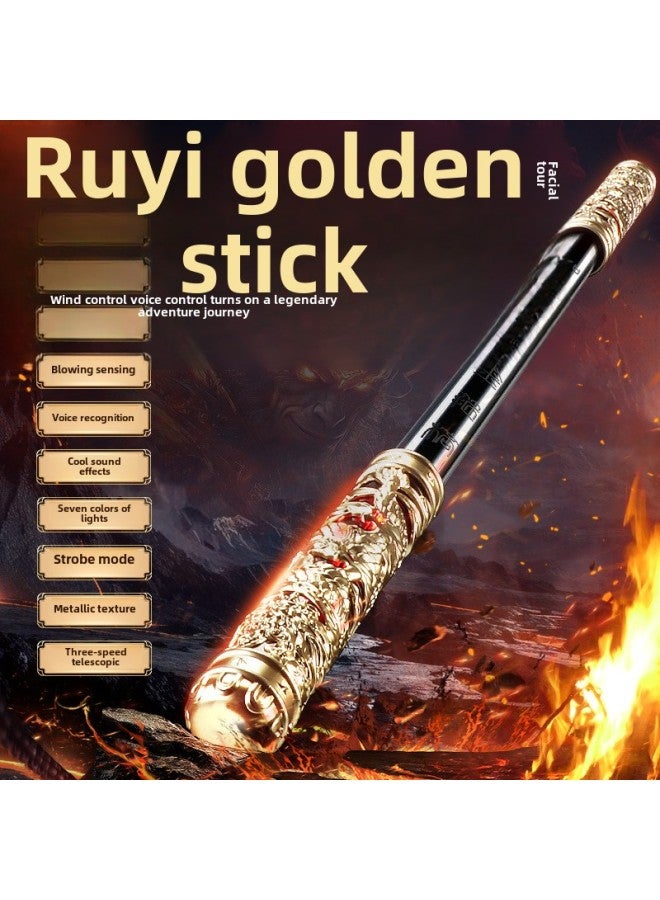 Sun Wukong Ruyi Golden Hoop Stick Voice Control Wind Control Automatic Telescopic Laser Sword Children's Toy Boy Glow Stick Wholesale-Colour:Platinum Golden Hoop [wind Control Sensor + Fully Automatic Telescopic + Voice Control + Colorful Lights + Built-in Charging.]  - Image 4