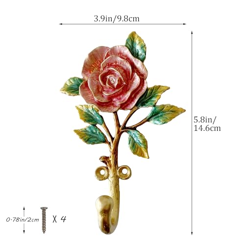 Pewery Vintage Flower Shaped Decorative Wall Hooks Rack Hangers for Hanging Clothes Coats Towels Keys Hats 2 Pack Antique Metal Mounted Wall Hook - Image 3