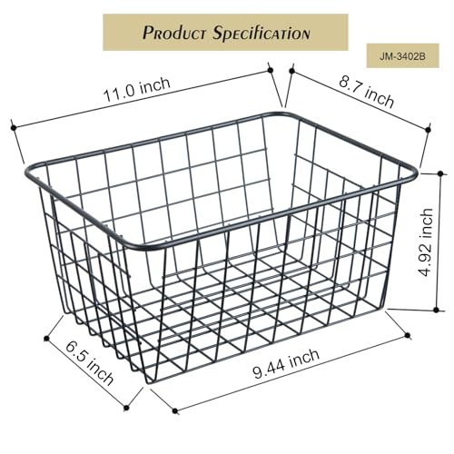 JUNCHU CHERRY Wire Kitchen Storage Basket 5 Packs,Perfect Pantry Organization Accessories Basket,Laundry,Countertop Organization,Suitable for Kitchen,Bathroom,Bedroom,Tabletop,Stackable,Black - Image 2