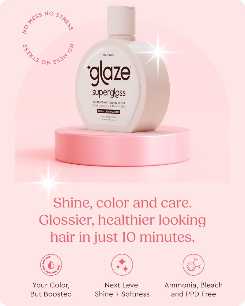 Glaze Supergloss Sheer Glow Clear Conditioning Gloss â€“ For All Hair Types & Colors, Including Treated â€“ Transparent Hair Gloss that Boosts Color, Shine & Hydration - 1 Pack, 6.4 Fl Oz - Image 3